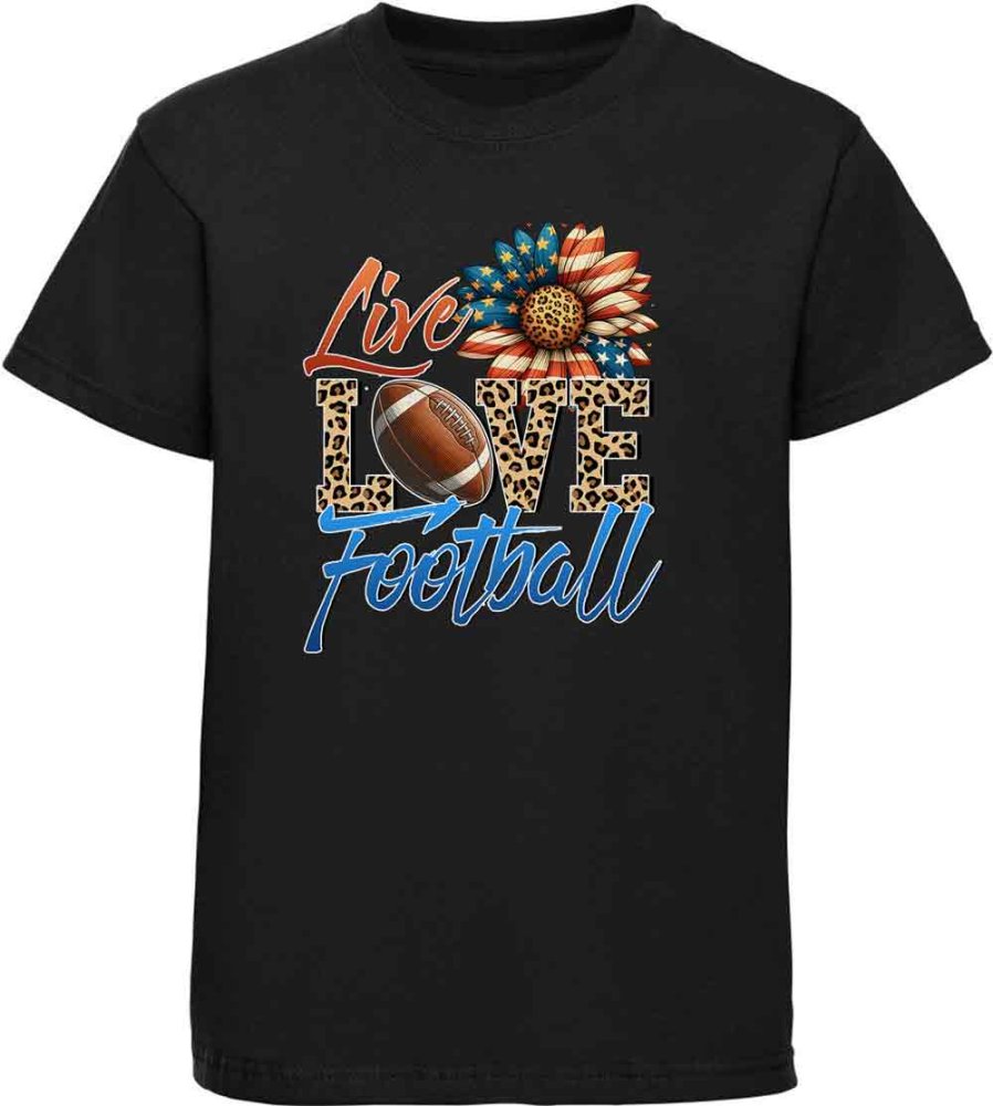 Bedrucktes Kinder T-Shirt Live, Love, Football Schriftzug
